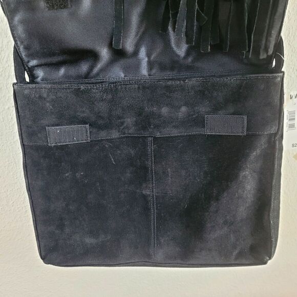 Vintage Boho Suede Fringe Purse Black Ward 1970s Style NEW FLAW READ - Picture 8 of 16